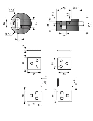 Porta lucchetto e lucchetto, acciaio, protezione rinforzata portellone, per furgone, Ø73mm, zincato, 2 chiavi - THIRARD
