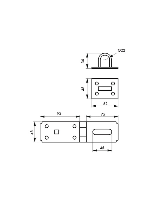 Porta lucchetto rinforzato, 90mm, acciaio - THIRARD