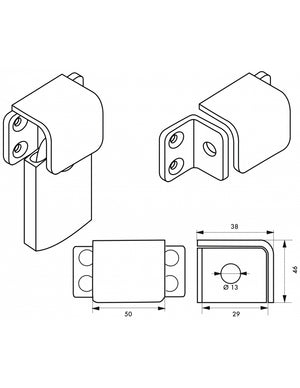 Occhiolo porta lucchetto rinforzato con protezione, apertura a sinistra, in acciaio, portalucchetto nero - THIRARD