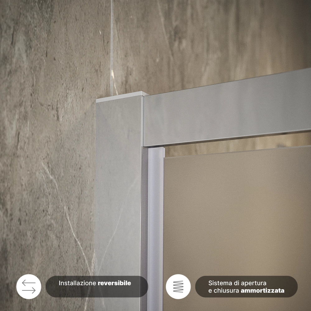 Porta doccia 90cm apertura a battente vetro 6mm opaco | Aruba 