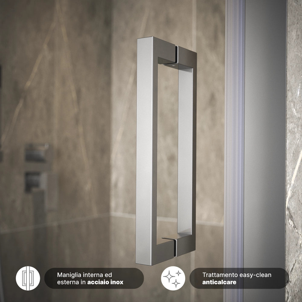 Porta doccia 80cm apertura a battente vetro 6mm trasparente | Aruba 