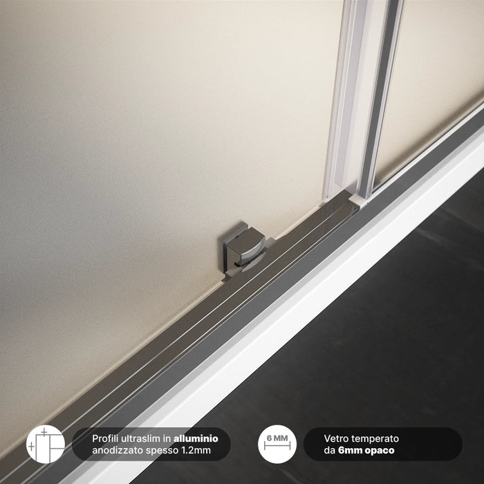 Porta doccia 150cm apertura scorrevole vetro 6mm opaco  | Aruba
