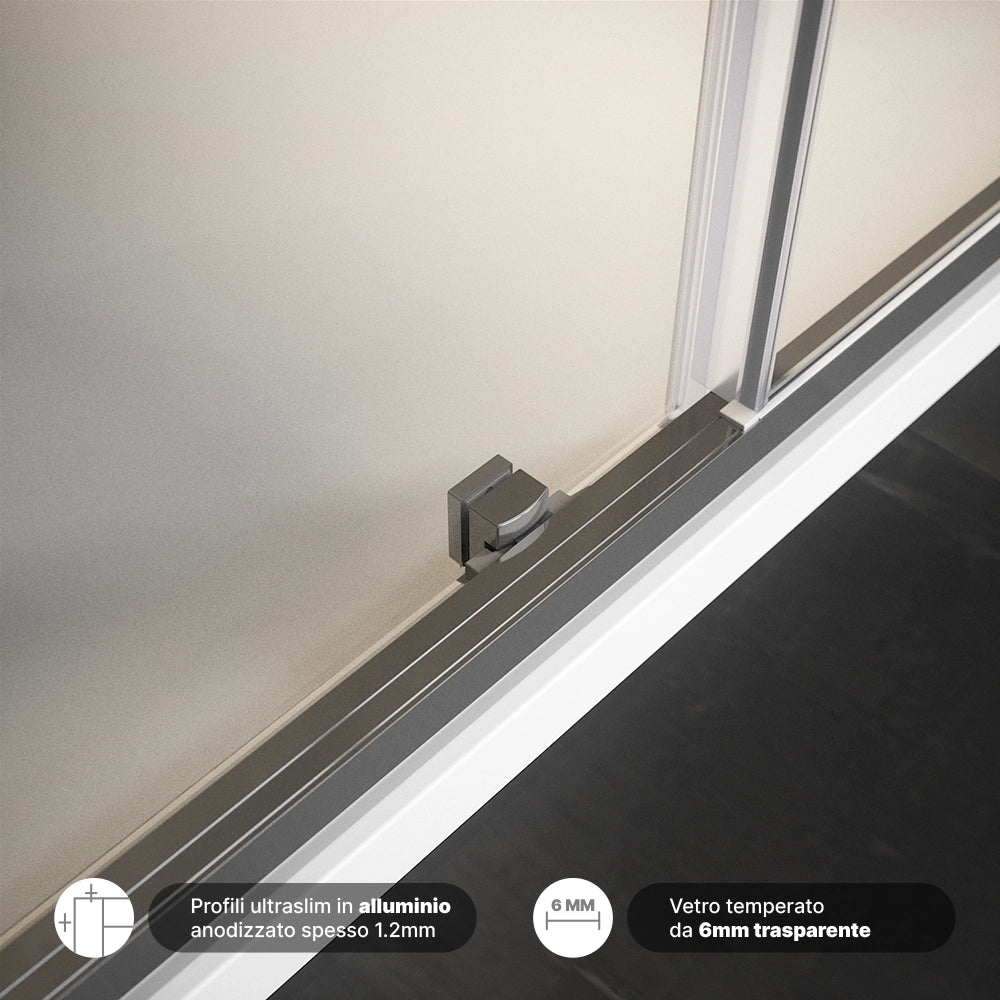 Porta doccia 140cm apertura scorrevole vetro 6mm trasparente | Aruba