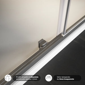 Porta doccia 110cm apertura scorrevole vetro 6mm trasparente | Aruba