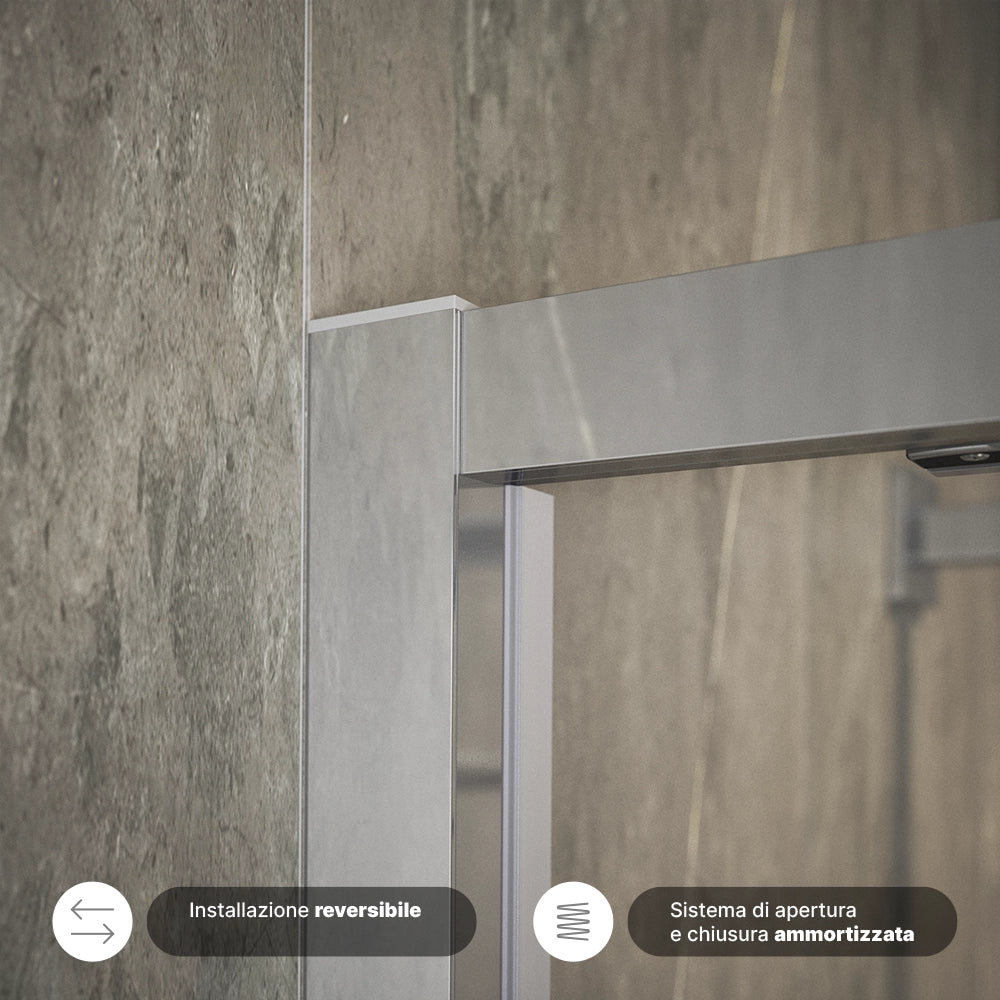 Porta doccia 100cm apertura scorrevole vetro 6mm trasparente | Aruba