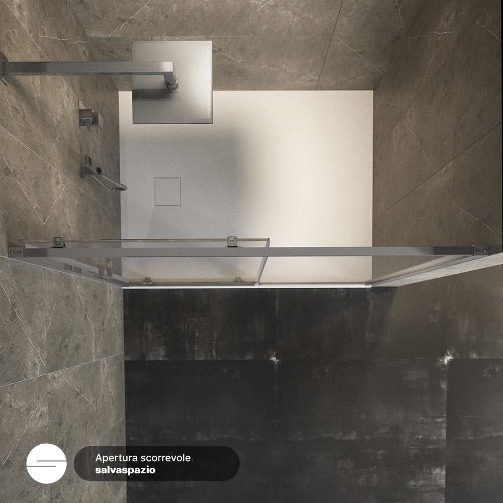 Porta doccia 130cm apertura scorrevole vetro 6mm trasparente | Aruba