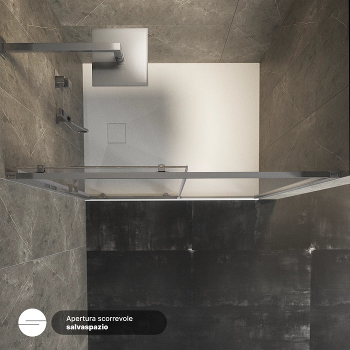 Porta doccia 140cm apertura scorrevole vetro 6mm trasparente | Aruba