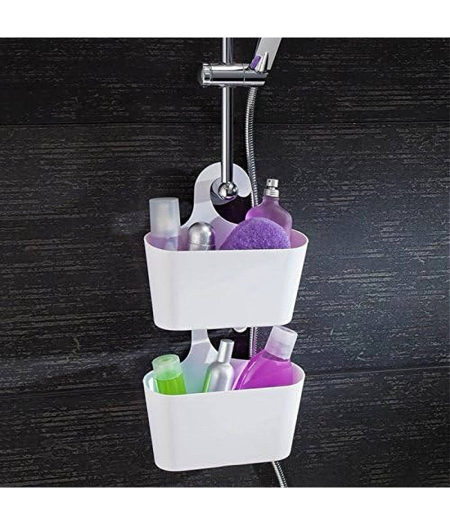 Porta Oggetti Cestino Con Gancio Appendere Doccia Bagno Casa Colori Vari 79460         