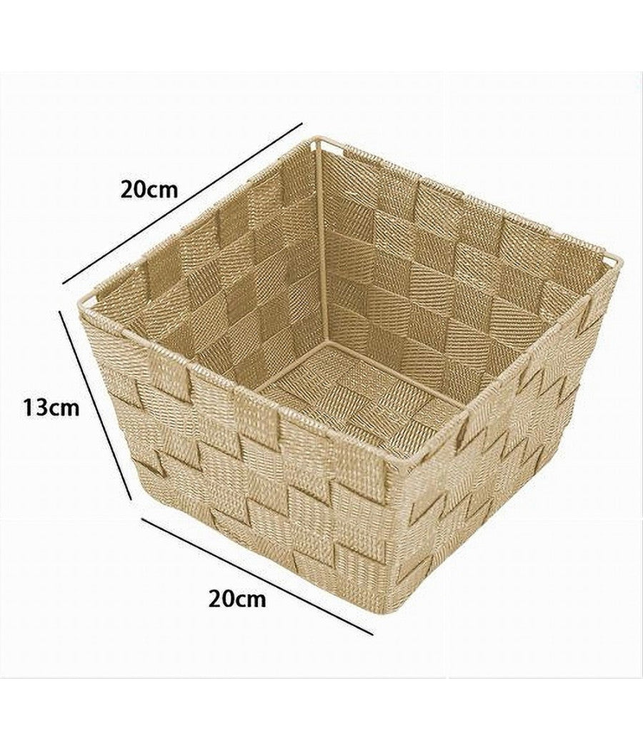 Porta Oggetti In Tessuto Multiuso Organizer Bagno Cucina Beige 20x20x13 Cm 79122         