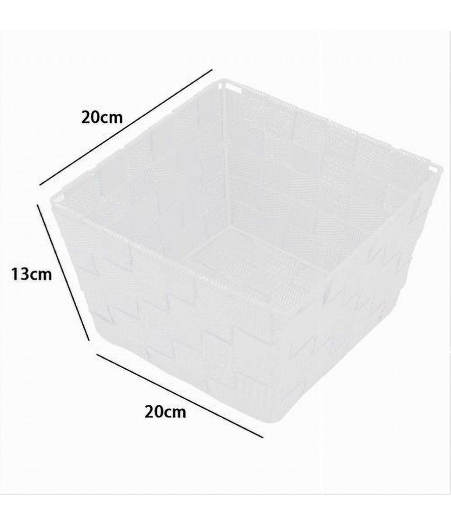 Porta Oggetti In Tessuto Multiuso Organizer Bagno Cucina Bianco 20x20x13cm 79120         