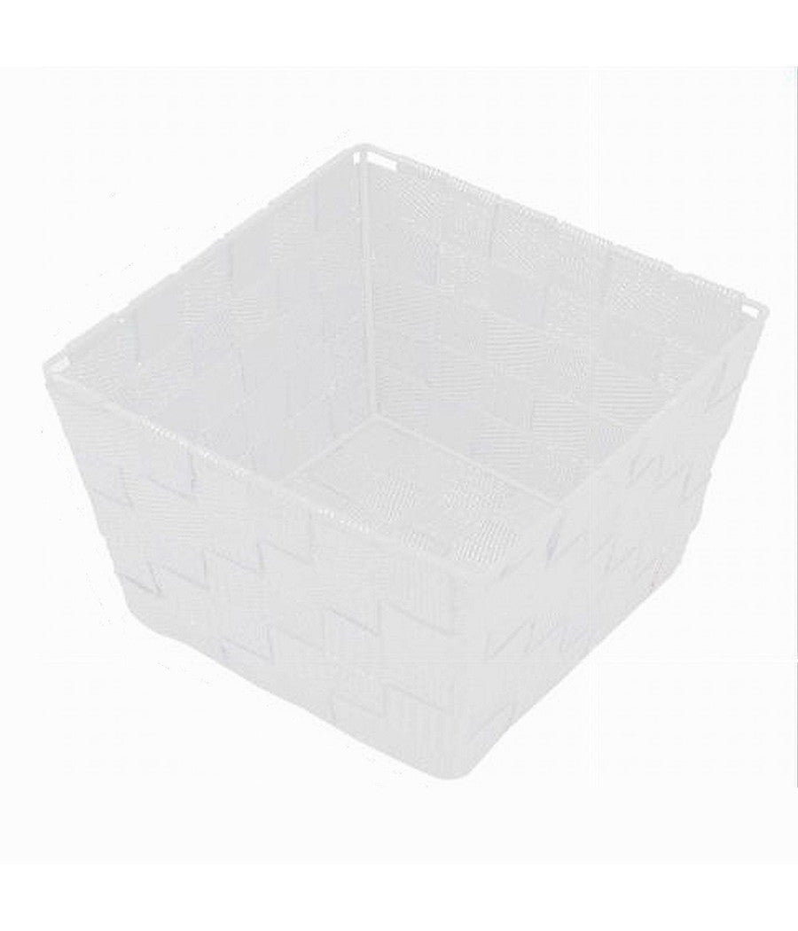 Porta Oggetti In Tessuto Multiuso Organizer Bagno Cucina Bianco 20x20x13cm 79120         