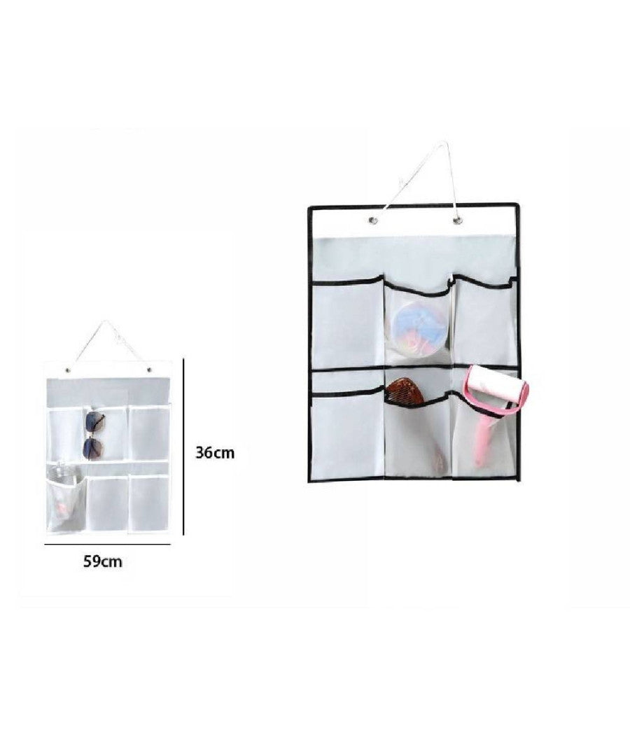 Porta Oggetti Organizer Appendere Parete 6 Tasche In Tessuto Bagno Camera 69591         