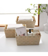 Porta Oggetti Organizer Bagno Camera Cucina In Tessuto Beige 28x22x10.5cm 79021         