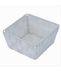 Porta Oggetti Organizer Bagno Camera Cucina In Tessuto Bianco 16x16x8.5 Cm 79114         