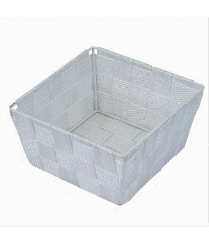 Porta Oggetti Organizer Bagno Camera Cucina In Tessuto Bianco 16x16x8.5 Cm 79114         