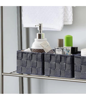 Porta Oggetti Organizer Blu Per Bagno Camera Cucina In Tessuto 16x16x8.5cm 79004         