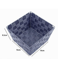 Porta Oggetti Organizer Blu Per Bagno Camera Cucina In Tessuto 16x16x8.5cm 79004         