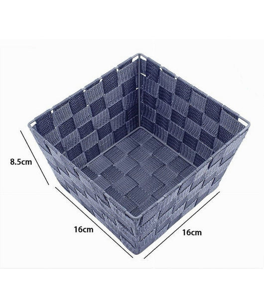 Porta Oggetti Organizer Blu Per Bagno Camera Cucina In Tessuto 16x16x8.5cm 79004         