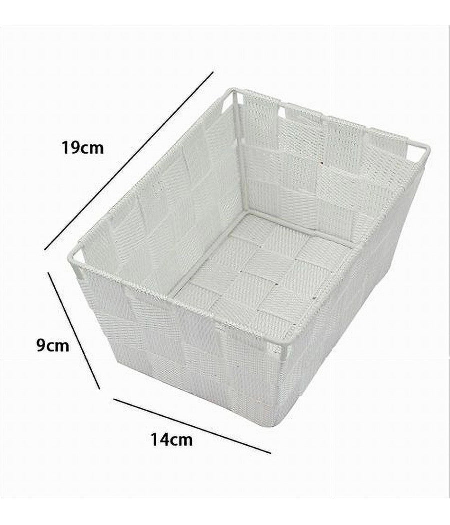 Porta Oggetti Organizer Multiuso Bagno Cucina In Tessuto Bianco 19x14x9cm 79117         