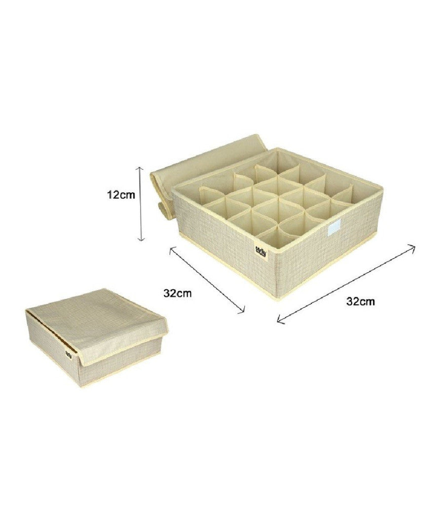 Porta Oggetti Tessuto Organizer Contenitore Biancheria 16 Posti 32x32x12cm 69719         
