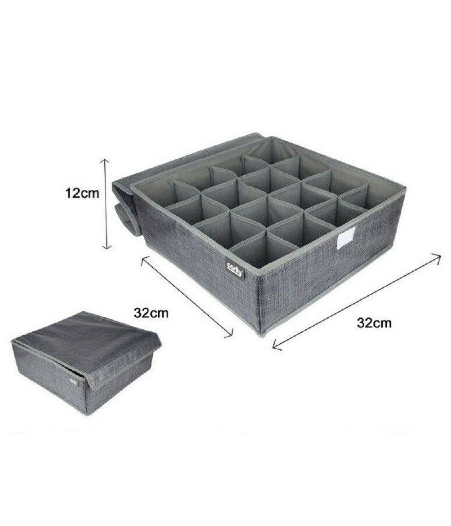 Porta Oggetti Tessuto Organizer Contenitore Biancheria 16 Posti 32x32x12cm 69719         