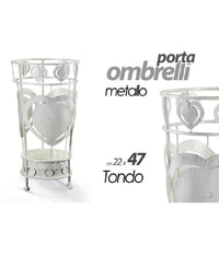 Porta Ombrelli Con Cuore Anticato Design Tondo Bianco 22x47cm In Metallo 657801         