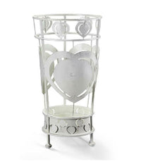 Porta Ombrelli Con Cuore Anticato Design Tondo Bianco 22x47cm In Metallo 657801         