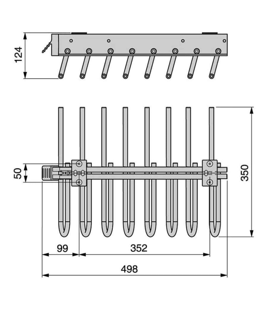 Trade Shop - Porta Pantaloni Estraibile Per Armadio 8 Posti Porta Pantaloni Destra Grigio -