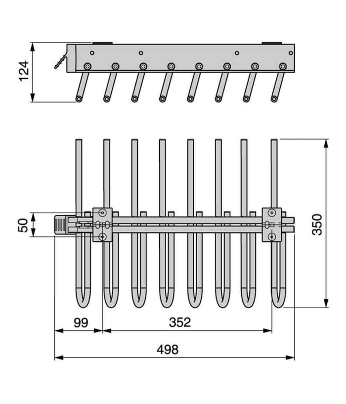 Trade Shop - Porta Pantaloni Estraibile Per Armadio 8 Posti Porta Pantaloni Destra Grigio -