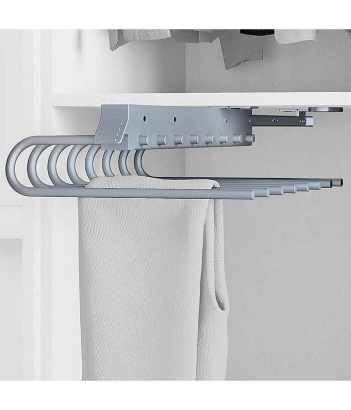 Trade Shop - Porta Pantaloni Estraibile Per Armadio 8 Posti Porta Pantaloni Destra Grigio -