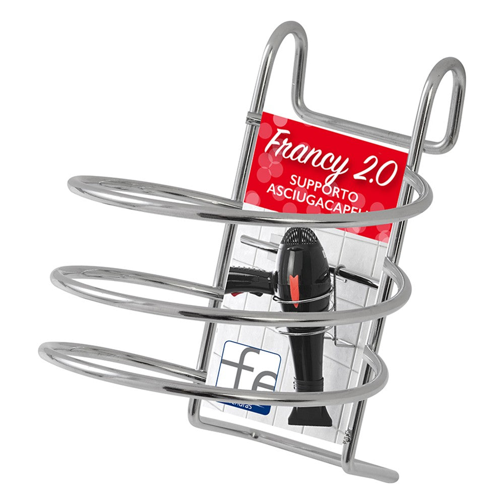 Porta phon a spirale in acciaio cromo con gancio per portasciugamani