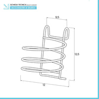 Porta phon a spirale in acciaio cromo con gancio per portasciugamani