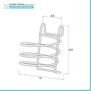 Porta phon a spirale in acciaio cromo con gancio per portasciugamani