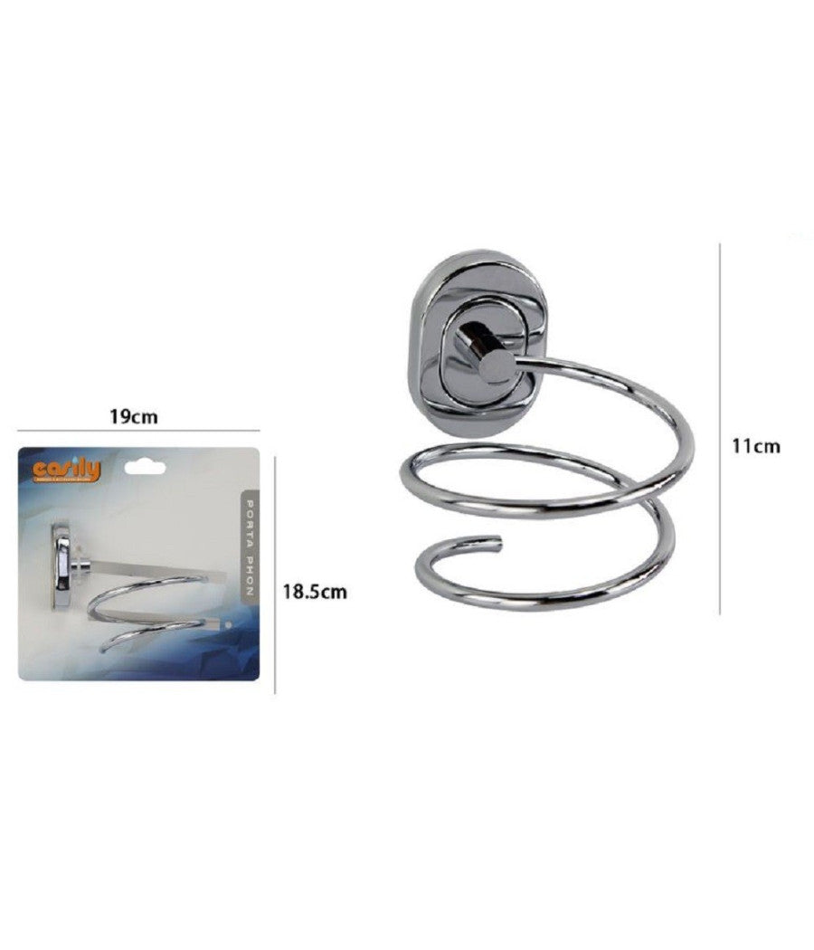 Porta Phon Asciugacapelli Bagno Fissaggio A Muro Parete Supporto Moderno 59110         