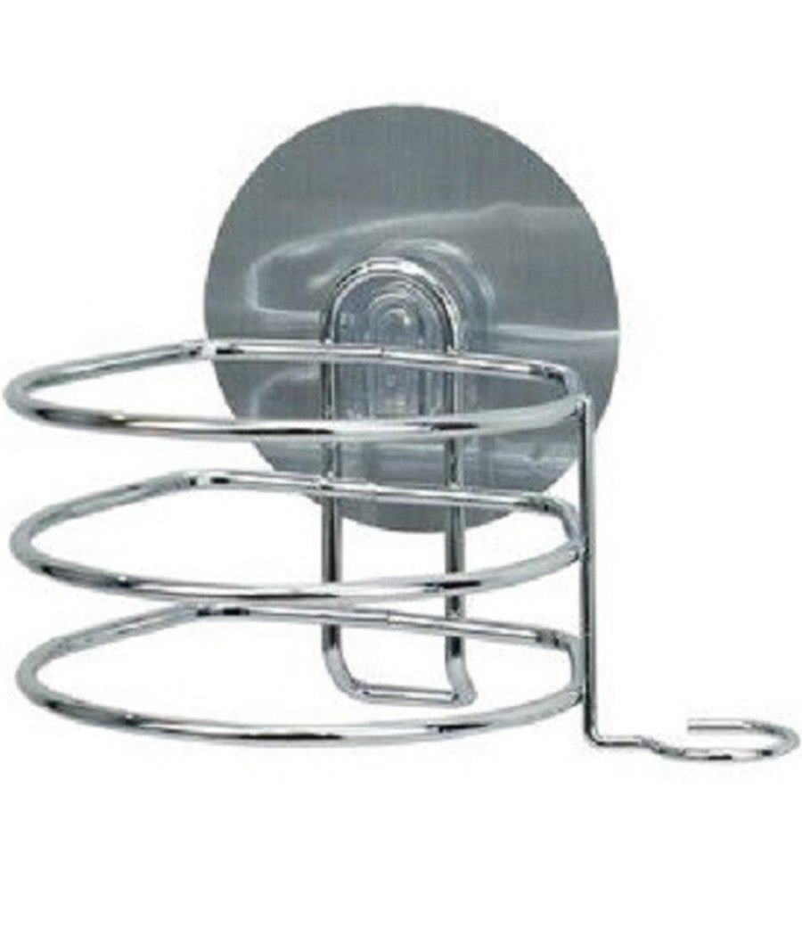 Porta Phon Asciugacapelli Supporto A Parete Bagno Con Biadesivo Gancio 79836         