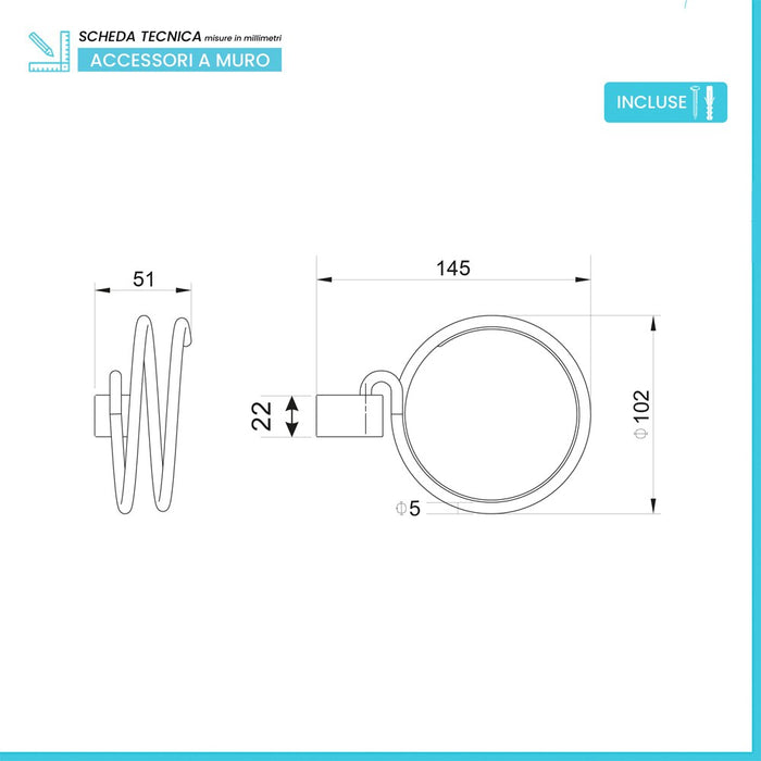 Porta phon da muro in acciaio cromato Unica
