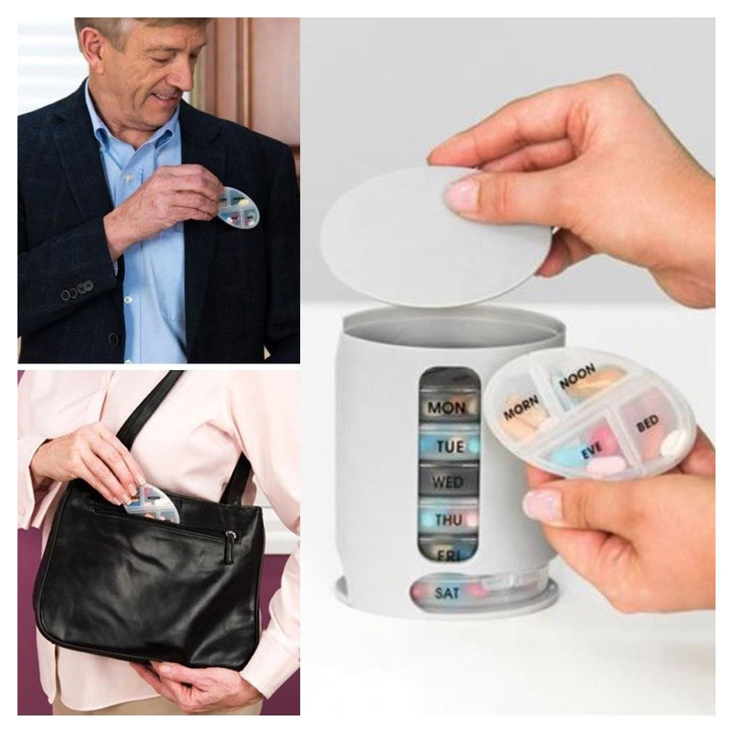 Trade Shop - Porta Pillole Organizzatore Settimanale Pillole E Vitamine Pill Pro 4 Scomparti -