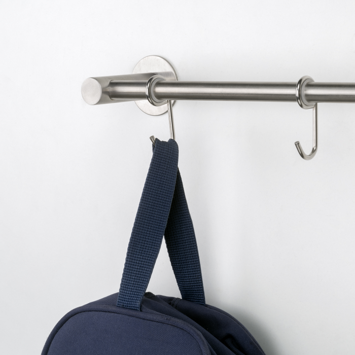 Porta presine Supra adesivo a 5 ganci, Acciaio inossidabile, Acciaio inossidabile.