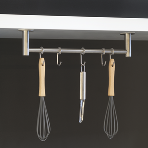 Porta presine Supra adesivo a 5 ganci, Acciaio inossidabile, Acciaio inossidabile.