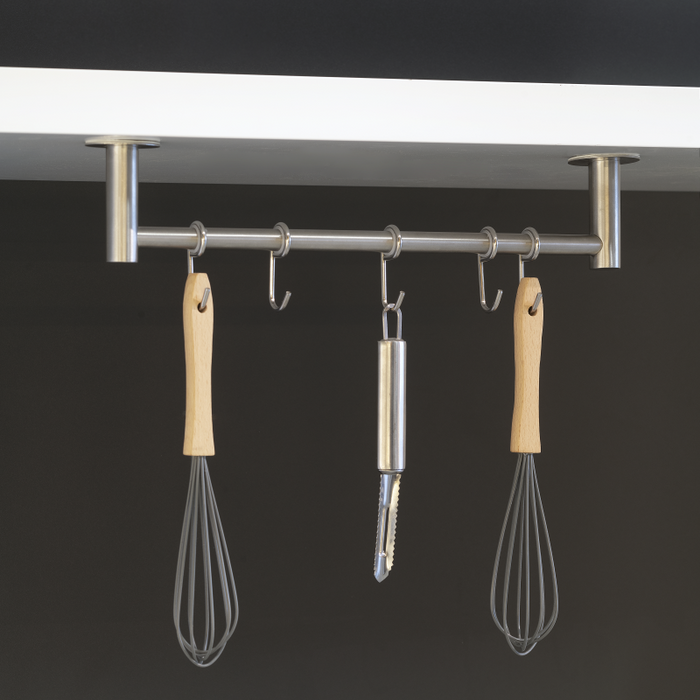 Porta presine Supra adesivo a 5 ganci, Acciaio inossidabile, Acciaio inossidabile.