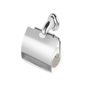 Porta rotolo a muro con coperchio e supporto in acciaio cromato  Facile