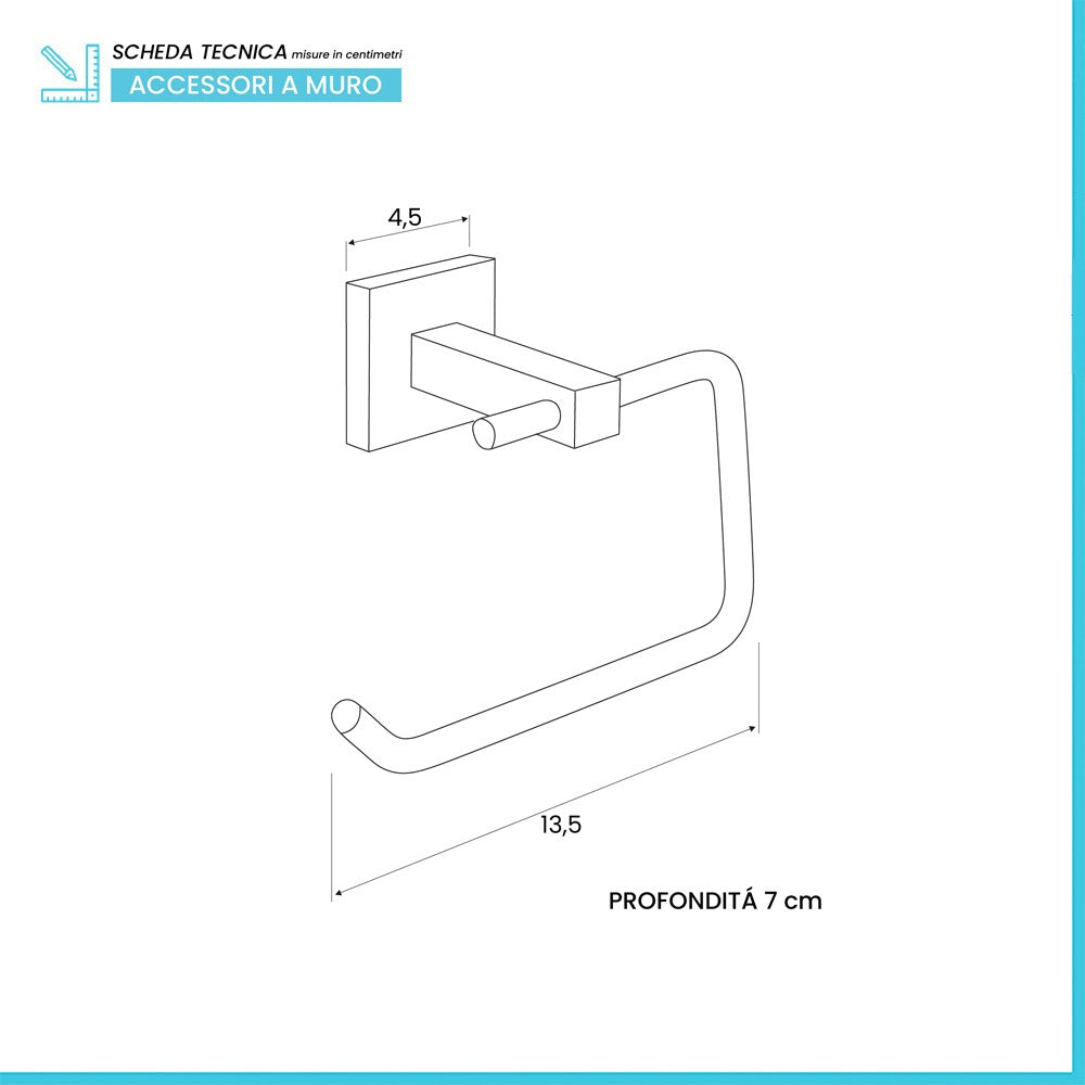 Porta rotolo a muro in metallo cromato Rock