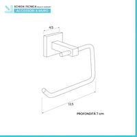 Porta rotolo a muro in metallo cromato Rock