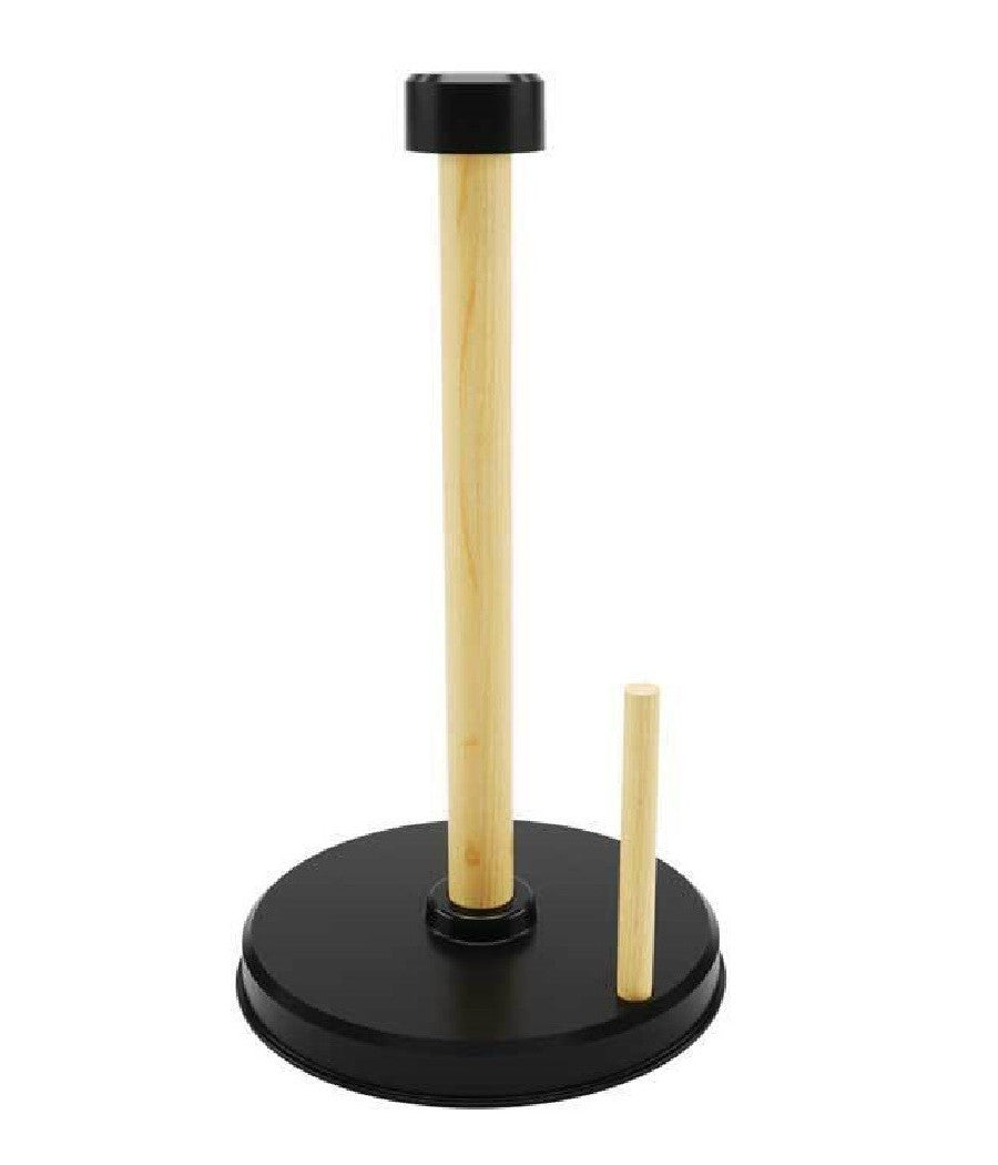 Porta Rotolo Carta Cucina In Legno 16x27cm Supporto Portarotolo Verticale 838286         