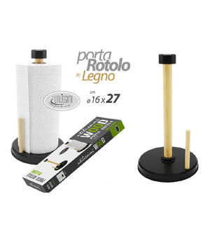 Porta Rotolo Carta Cucina In Legno 16x27cm Supporto Portarotolo Verticale 838286         