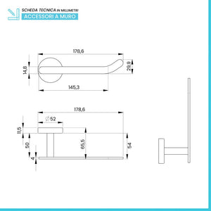 Porta rotolo carta igienica a muro in acciaio nero opaco Chic Black
