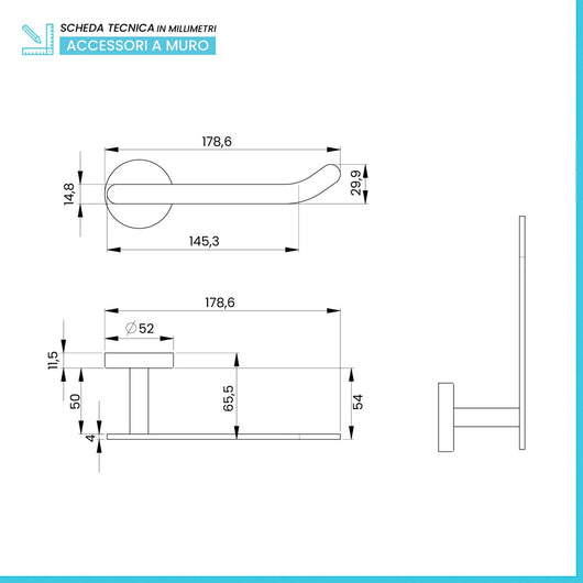 Porta rotolo carta igienica a muro in acciaio nero opaco Chic Black