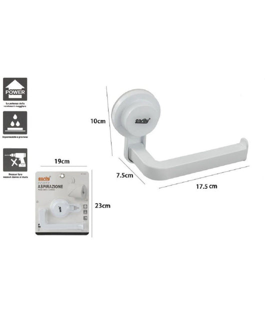 Porta Rotolo Carta Igienica Wc Toilette Bagno Con Attacco A Ventosa Parete 59543         