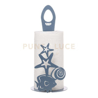 porta rotolo con fantasia marina nettuno Azzurro in Ferro 15x33cmh
