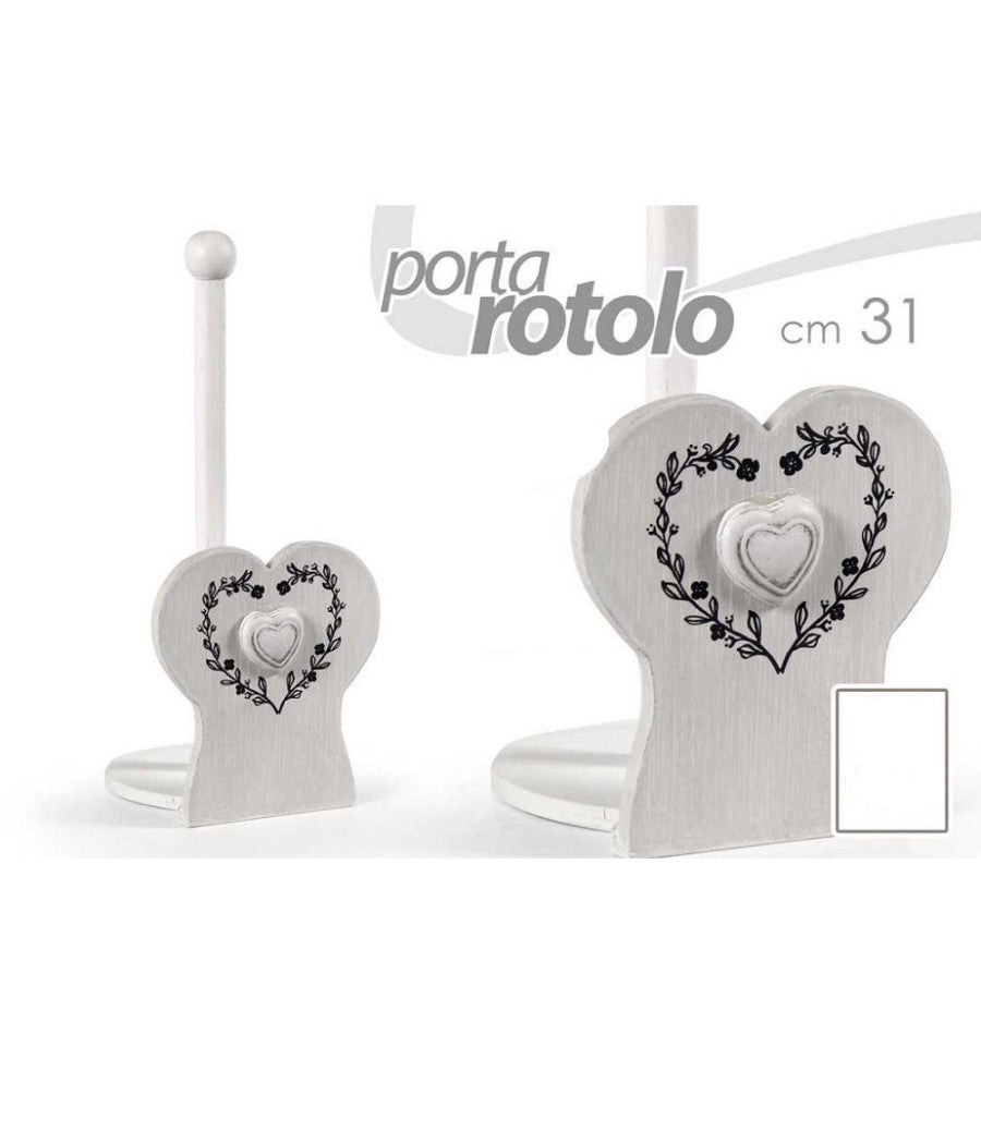 Porta Rotolo Cucina Decoro Cuore 31 Cm Carta Tavola In Legno Shabby Chic 662270         